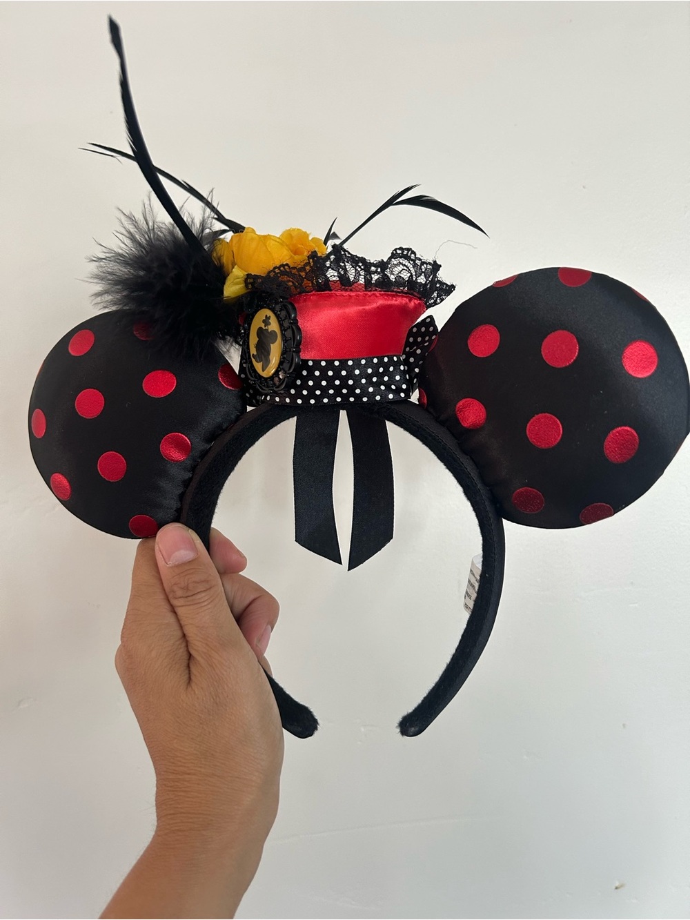 Disney Black and Red Polka Dot Mini Top Hat Ear Headband